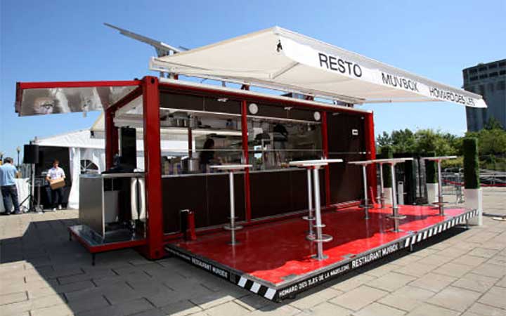 Restaurants pop up inside recycled shipping containers